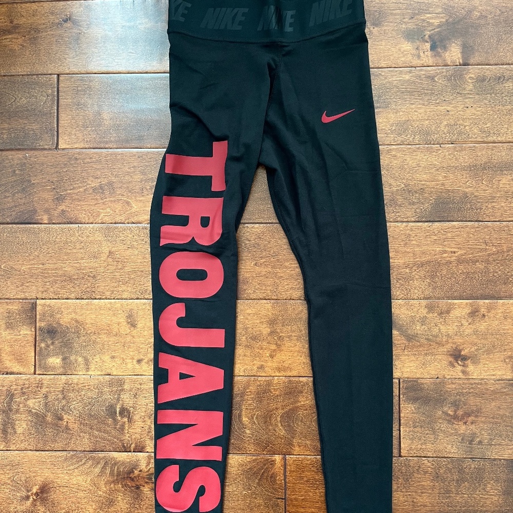 Nike Black Leggings with Red 'TROJANS' Side Print